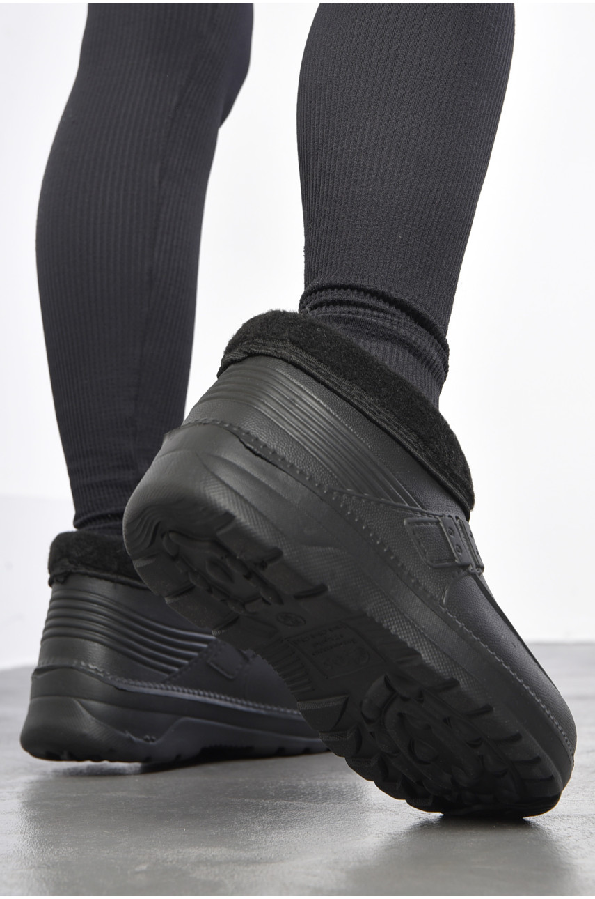 Галоши женские на меху черного цвета ГП-29 185088