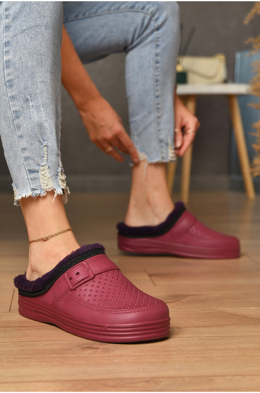 Сабо жіночі піна на хутрі бордового кольору 185091