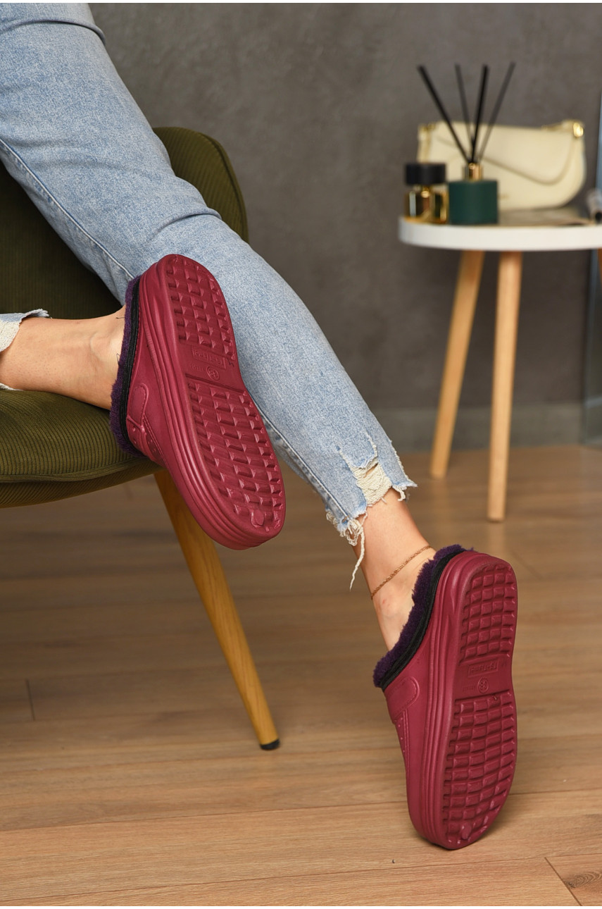 Сабо жіночі піна на хутрі бордового кольору 185091