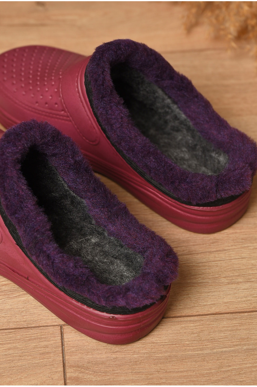 Сабо жіночі піна на хутрі бордового кольору 185091