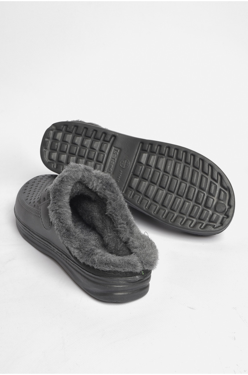 Сабо мужские на меху черного цвета 185094