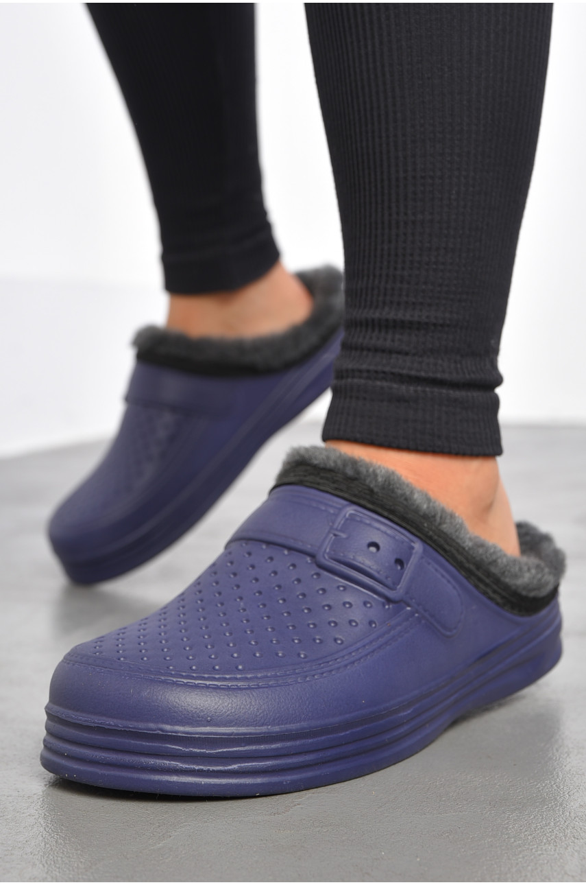 Сабо жіночі піна на хутрі синього кольору 185110