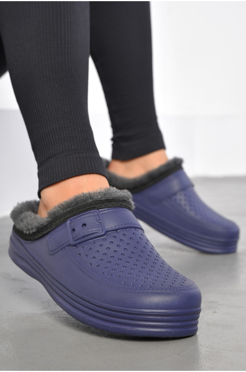 Сабо жіночі піна на хутрі синього кольору 185110