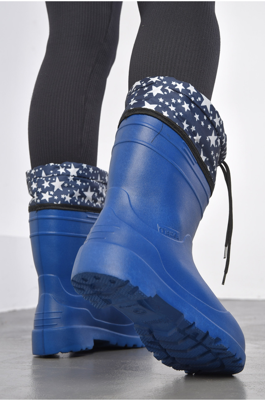 Чоботи жіночі піна зі з`ємною шкарпеткою синього кольору 185125