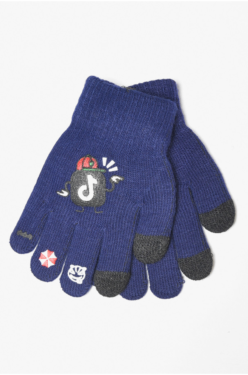 Рукавички дитячі з начісом темно-синього кольору 5112 185179