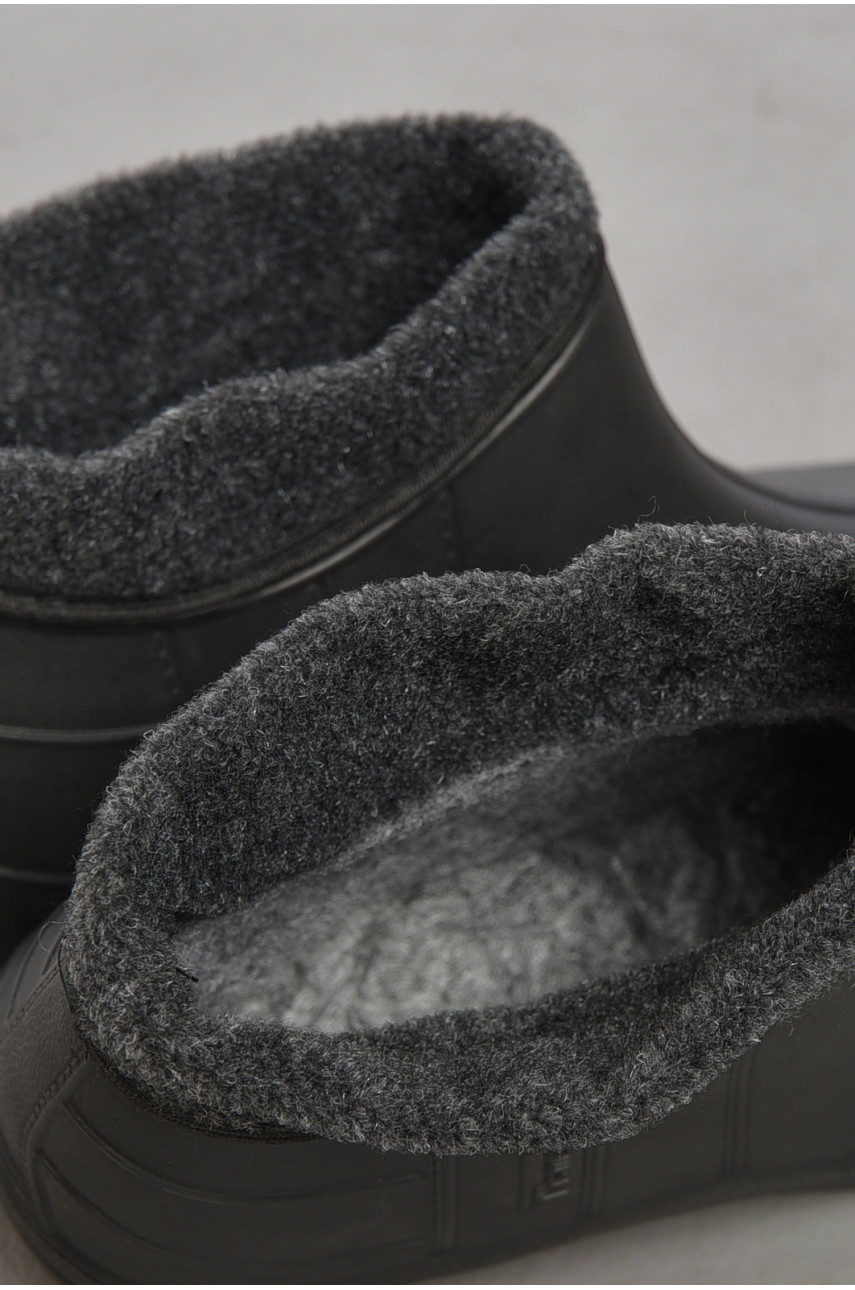 Галоши женские на меху черного цвета велюр 185341