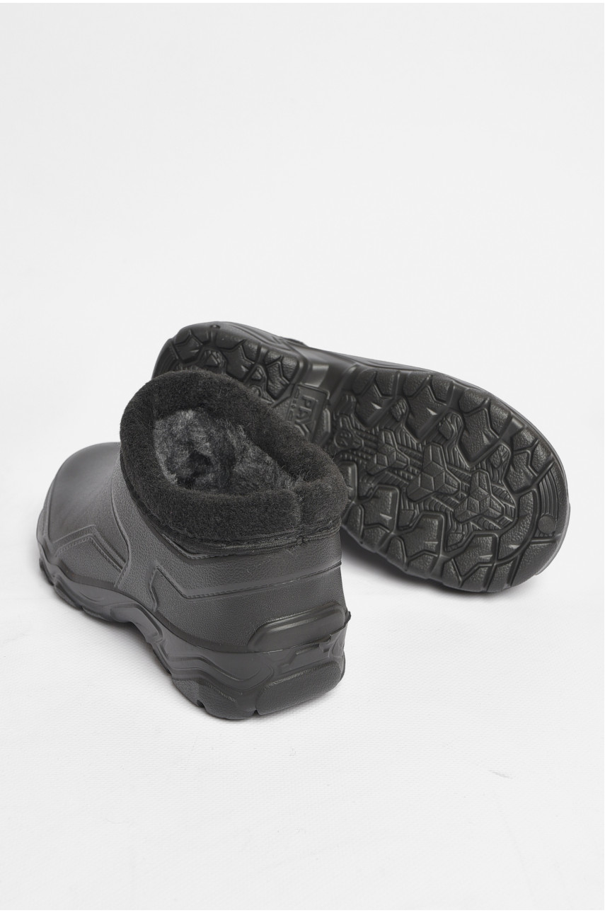 Галоші дитячі на флісі чорного кольору 185349