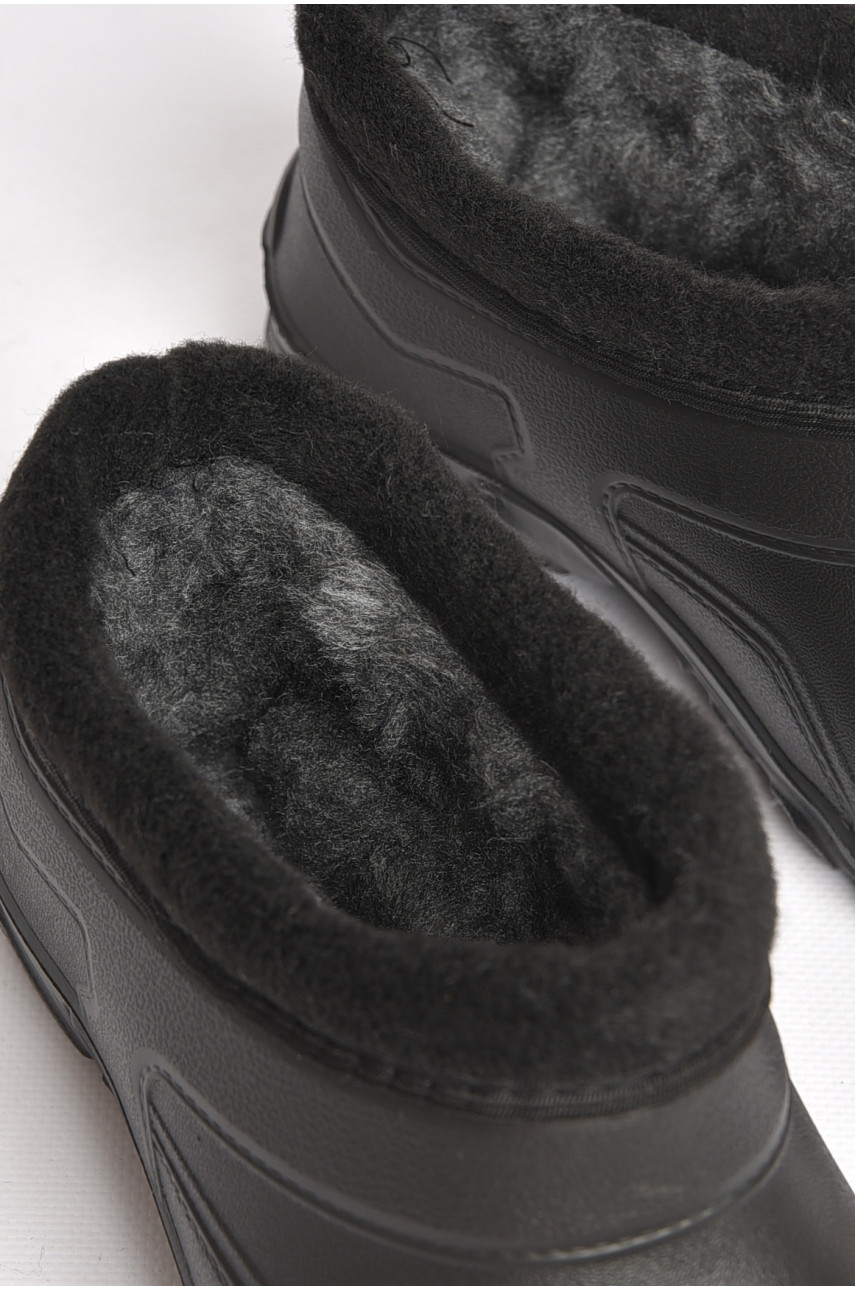 Галоші дитячі на флісі чорного кольору 185349