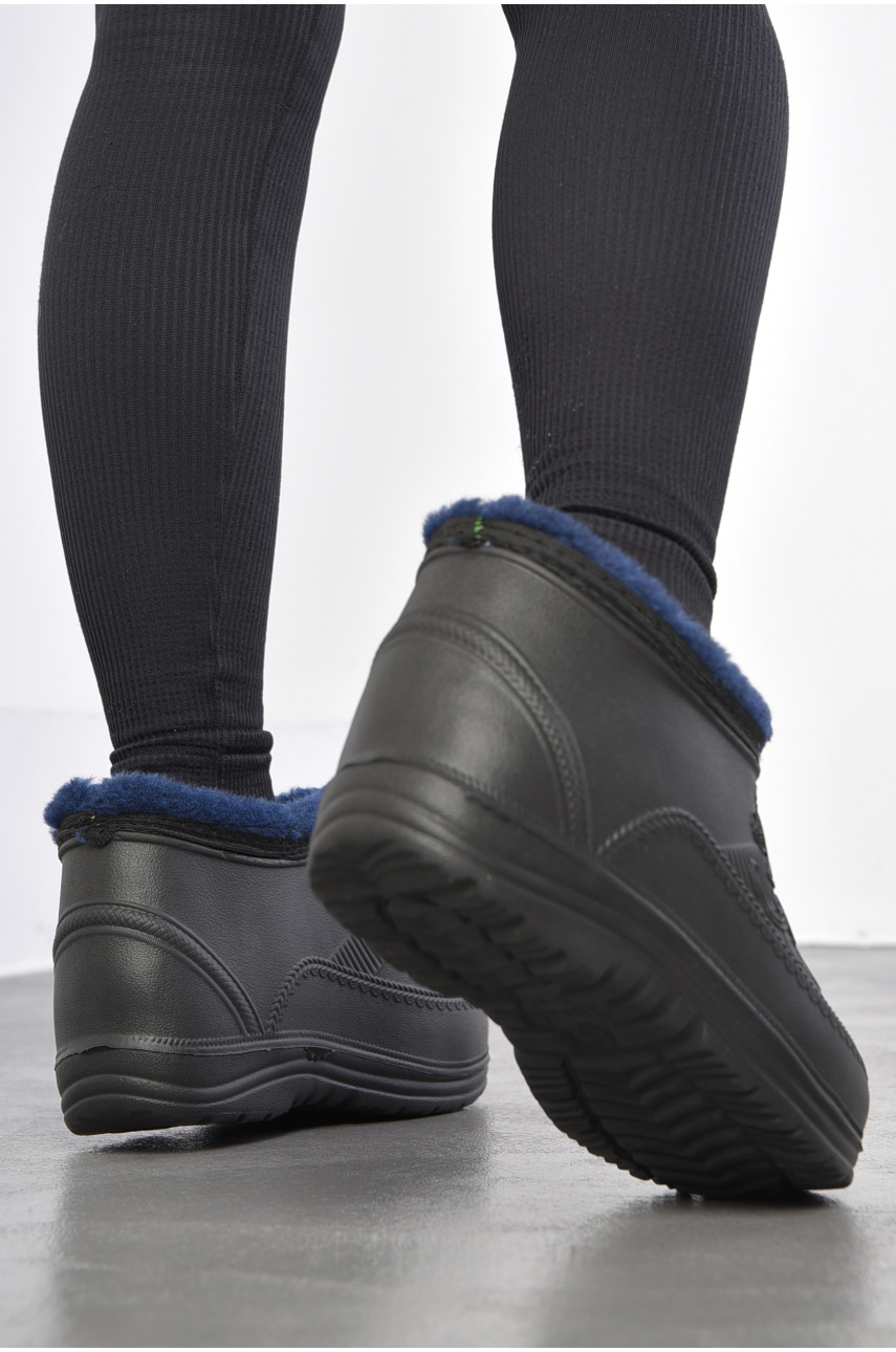 Калоші жіночі на хутрі чорного кольору 185379