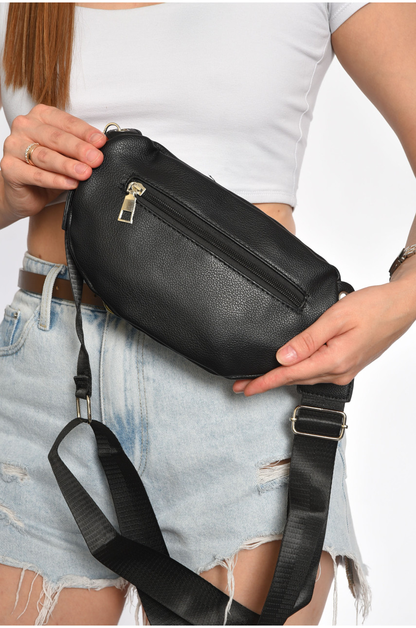 Бананка женская из экокожи черного цвета однотонная 9700 185380