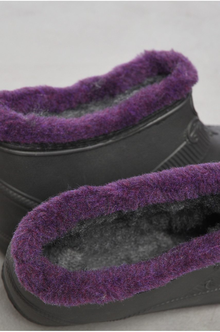 Калоші жіночі на хутрі чорного кольору 185381