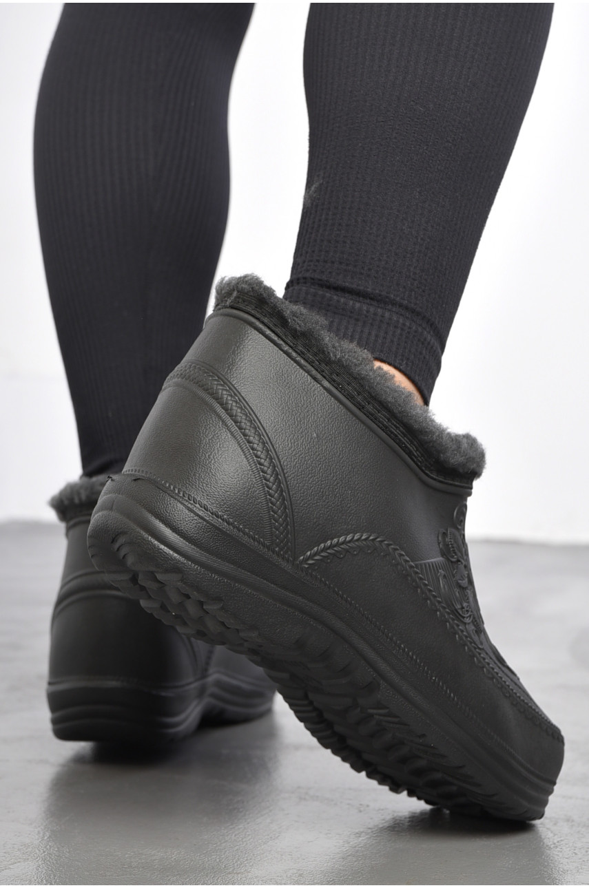 Калоші жіночі на хутрі чорного кольору 185382