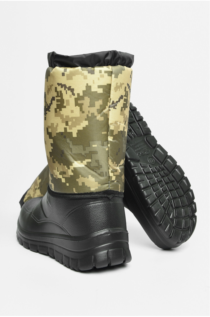 Дутики мужские пена пиксель на овчине черного цвета БМ-12 185392