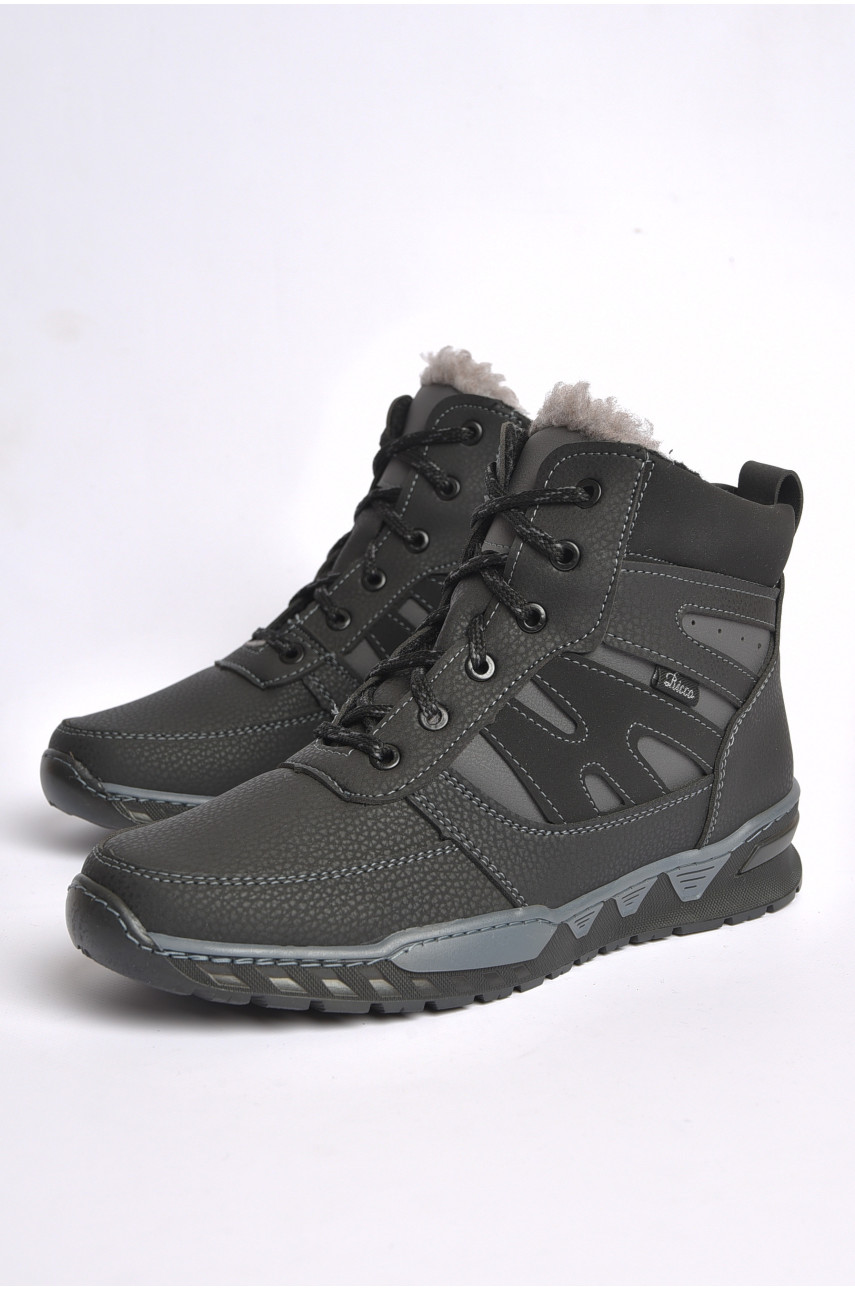 Черевики чоловічі зимові на хутрі чорного кольору РБ-1 185522 Черевики чоловічі зимові на хутрі чорного кольору РБ-1 185522