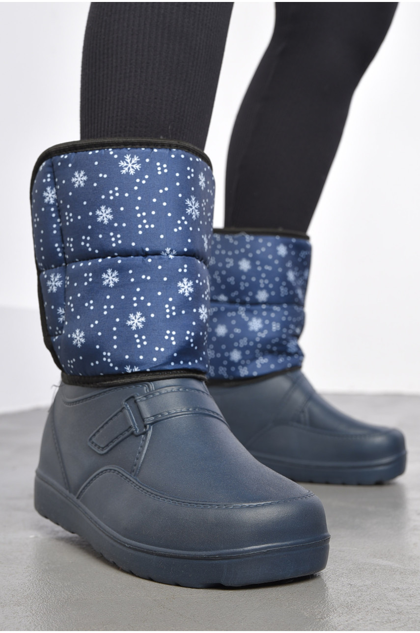 Дутики жіночі на хутрі синього кольору ЖДЛ-02 185557