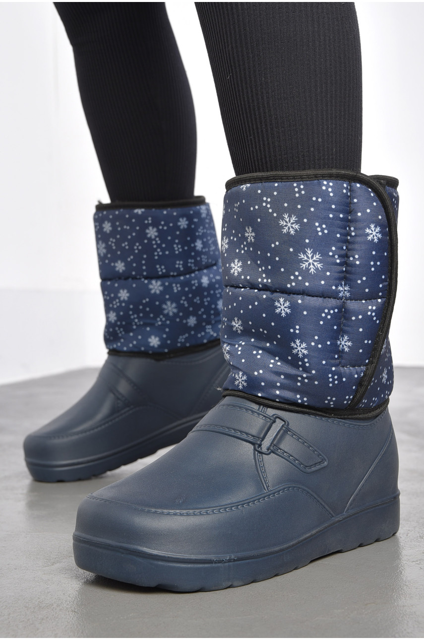 Дутики жіночі на хутрі синього кольору ЖДЛ-02 185557