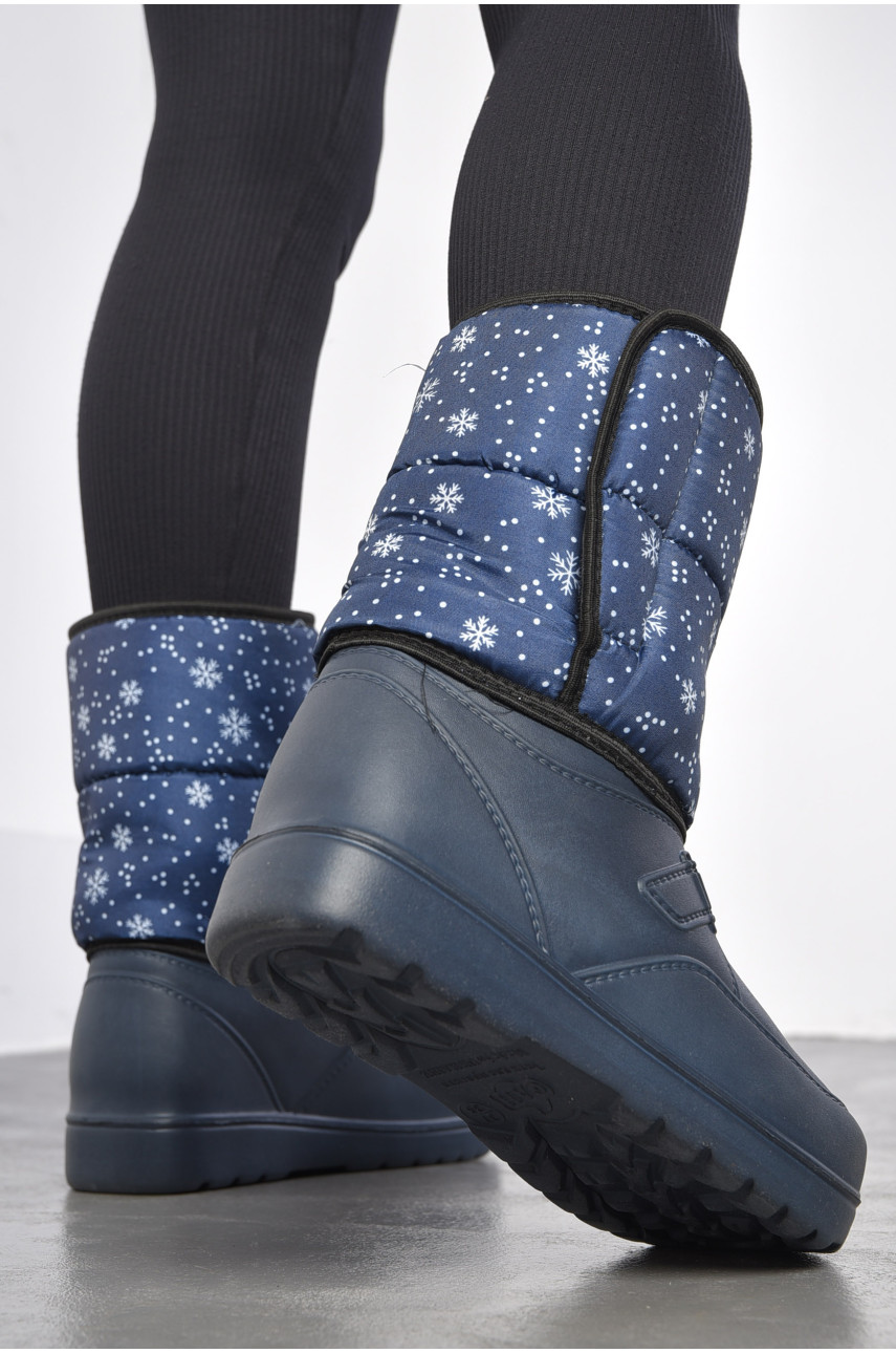 Дутики жіночі на хутрі синього кольору ЖДЛ-02 185557