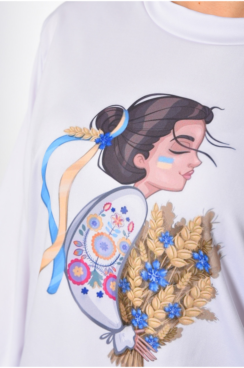 Свитшот женский с рисунком белого цвета 801 185602