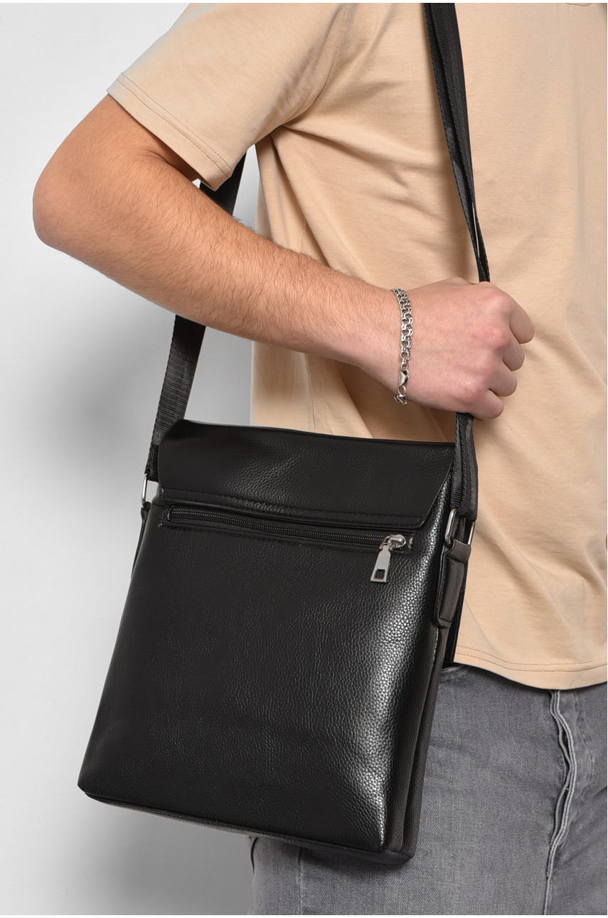 Сумка мужская через плечо из экокожи черного цвета Уценка 5821-1 185660 Сумка мужская через плечо из экокожи черного цвета Уценка 5821-1 185660