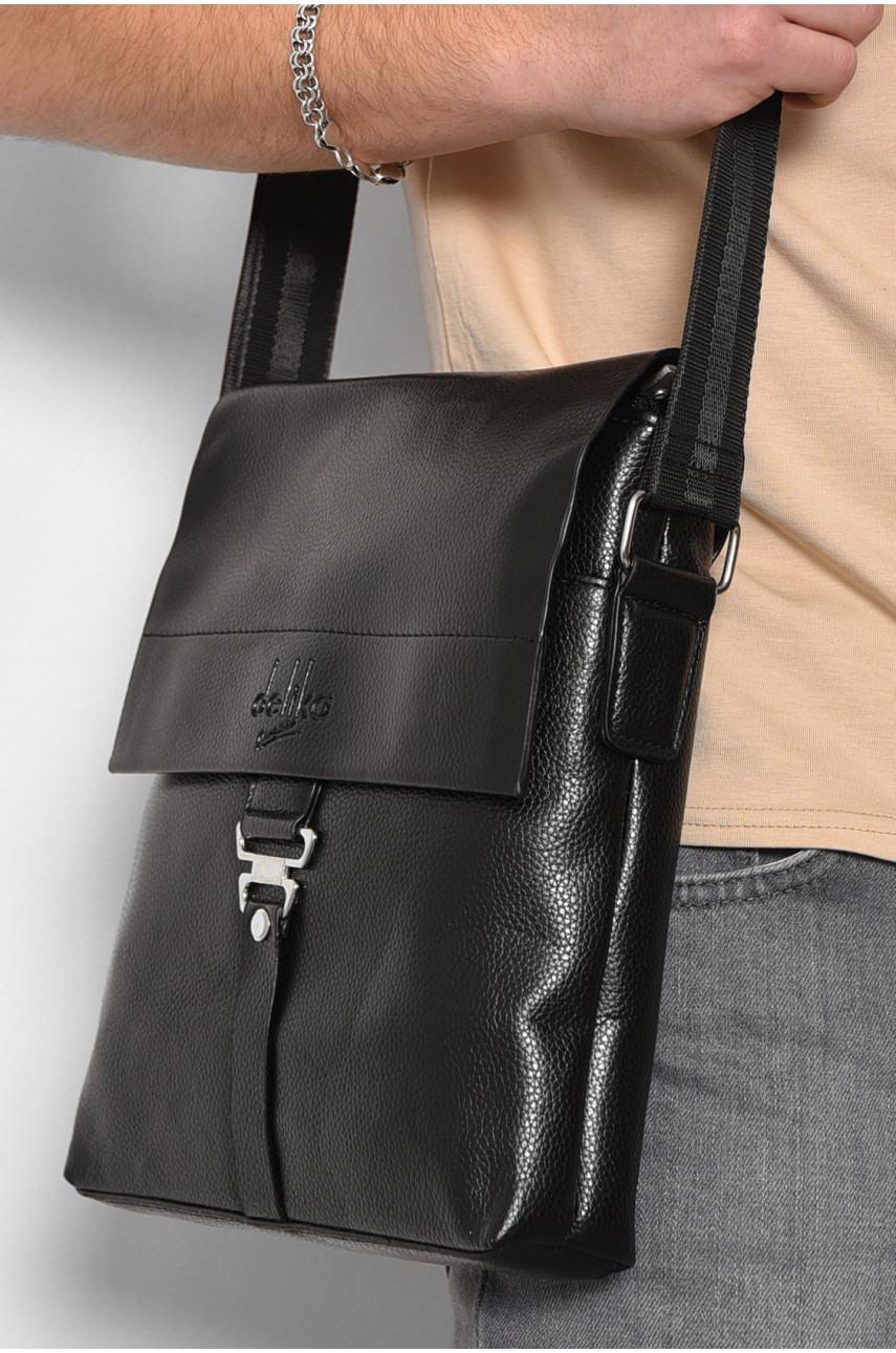 Сумка мужская через плечо из экокожи черного цвета Уценка 5821-1 185660 Сумка мужская через плечо из экокожи черного цвета Уценка 5821-1 185660