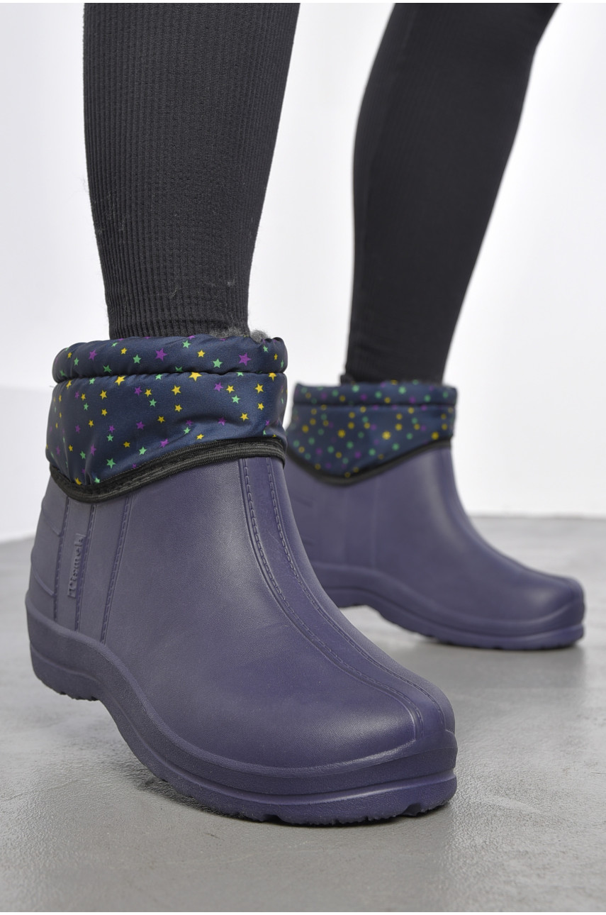 Дутики жіночі на хутрі темно-синього кольору 185675