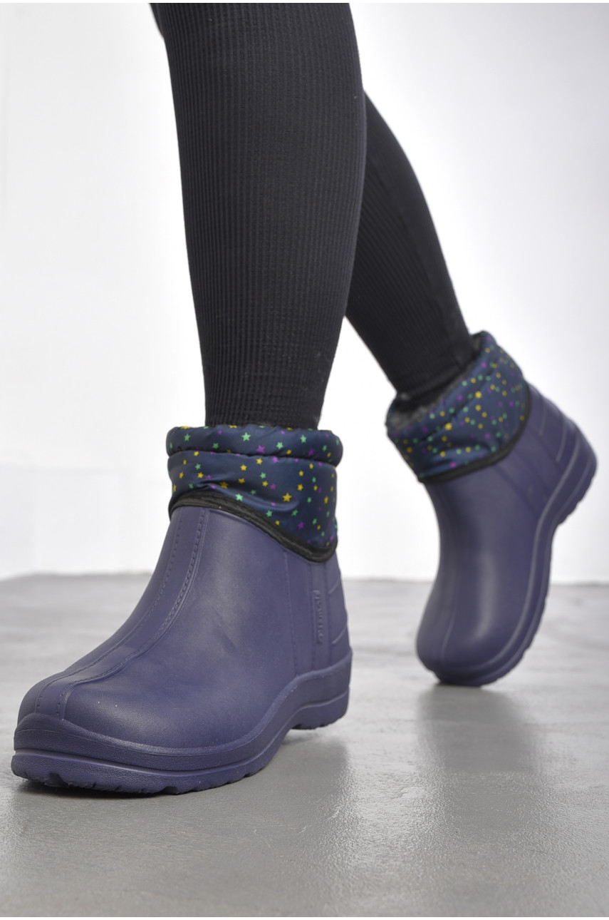 Дутики жіночі на хутрі темно-синього кольору 185675