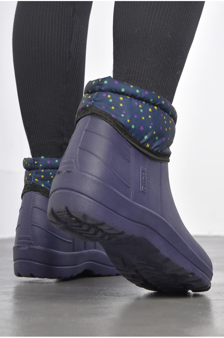 Дутики жіночі на хутрі темно-синього кольору 185675 Дутики жіночі на хутрі темно-синього кольору 185675