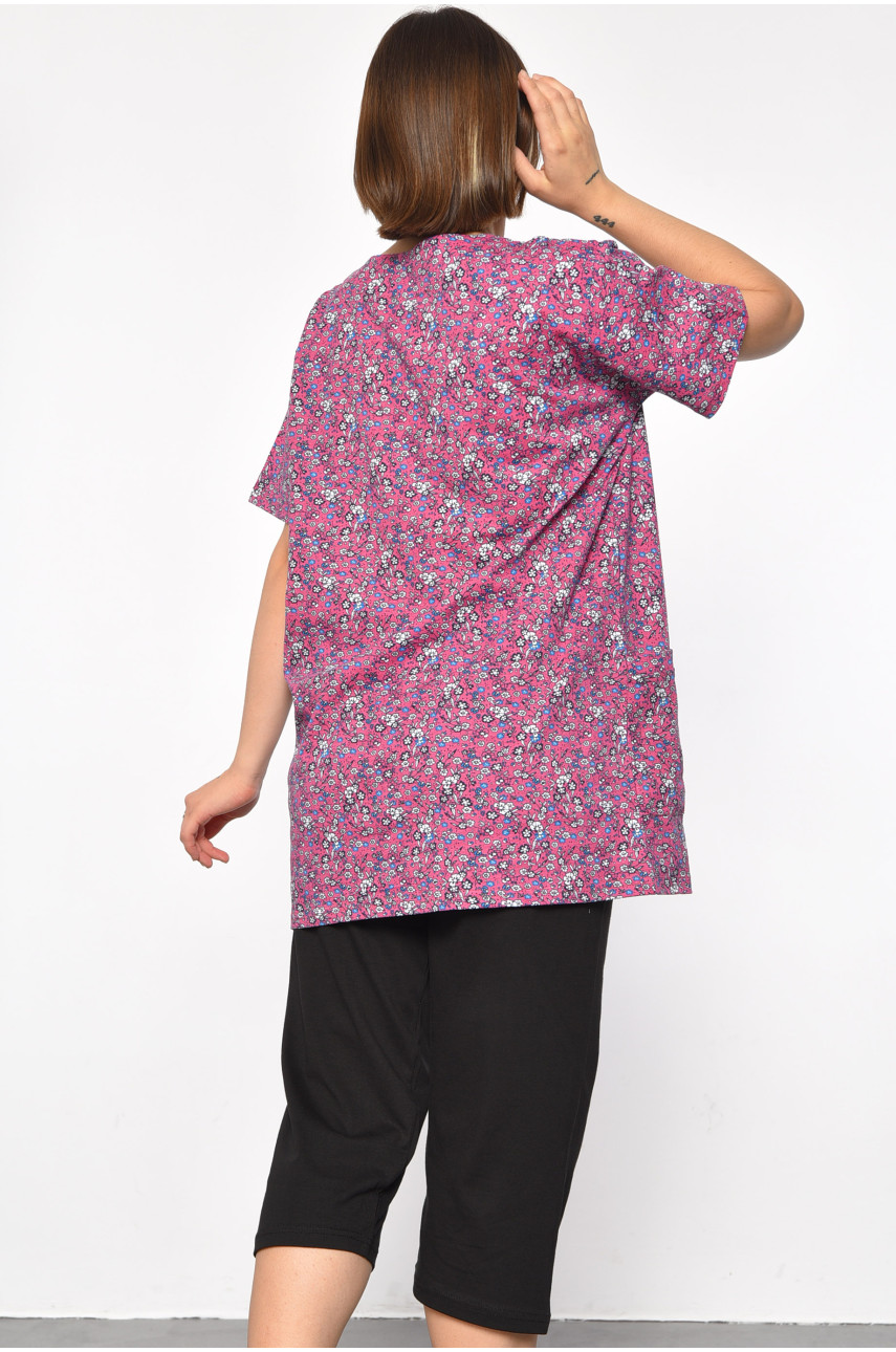 Костюм домашний женский полубатальный розового цвета с принтом 690 185705 Костюм домашний женский полубатальный розового цвета с принтом 690 185705