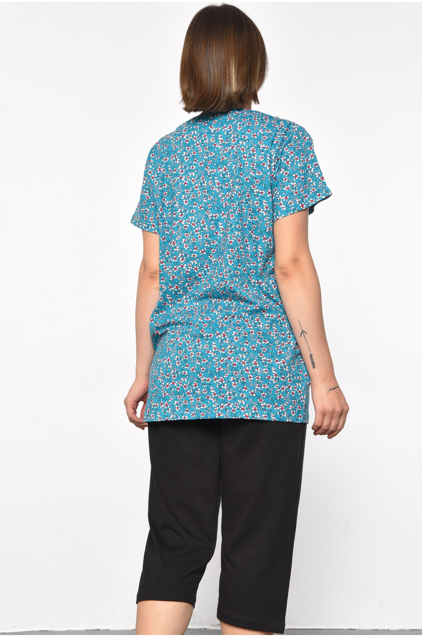 Костюм домашній жіночий напівбатальний зеленого кольору з принтом 690 185711 Костюм домашній жіночий напівбатальний зеленого кольору з принтом 690 185711