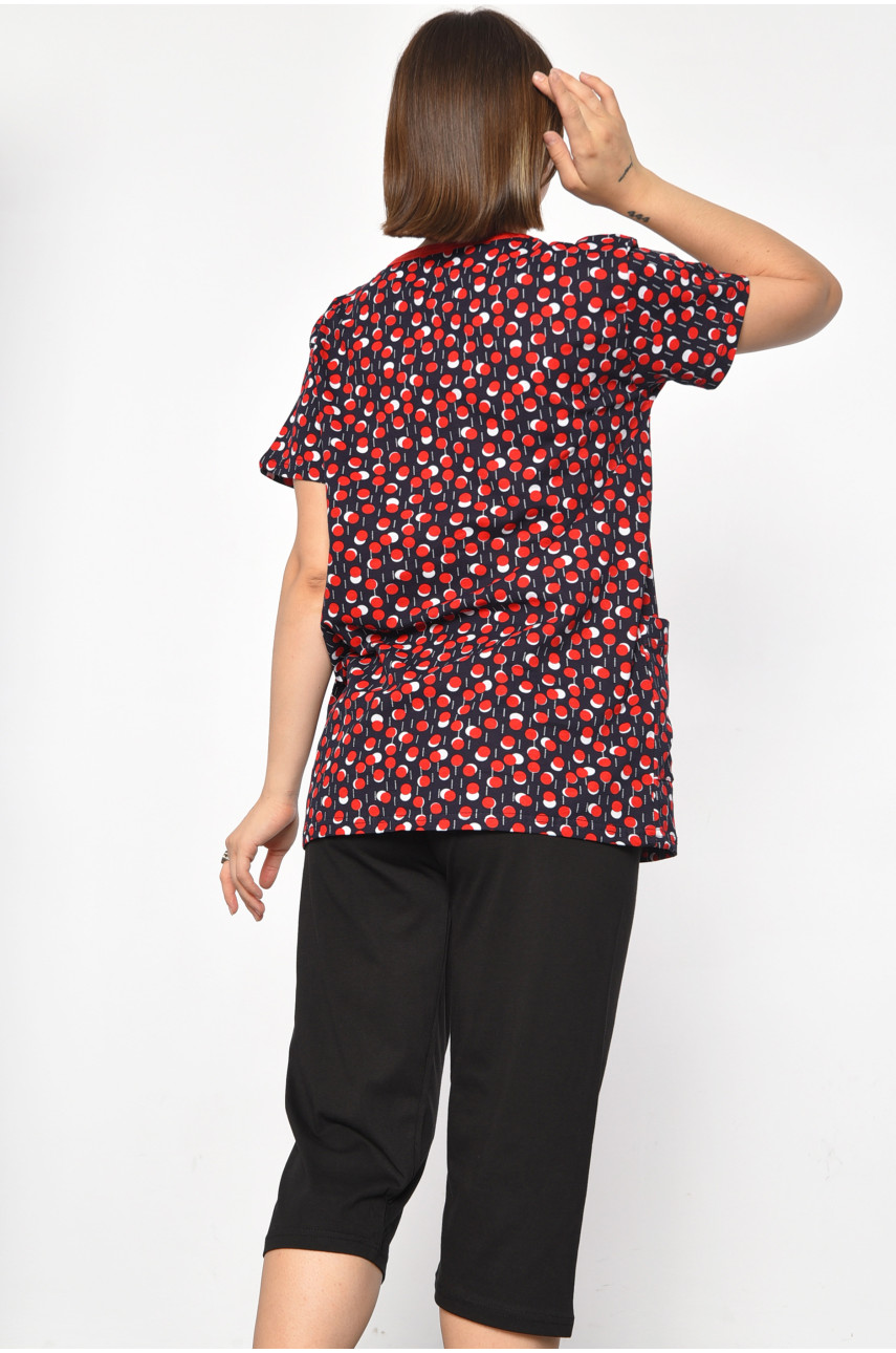 Костюм домашний женский полубатальный темно-синего цвета с принтом 683 185714 Костюм домашний женский полубатальный темно-синего цвета с принтом 683 185714