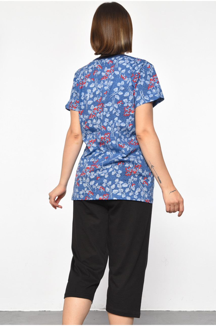 Костюм домашний женский полубатальный голубого цвета с принтом 683 185716 Костюм домашний женский полубатальный голубого цвета с принтом 683 185716