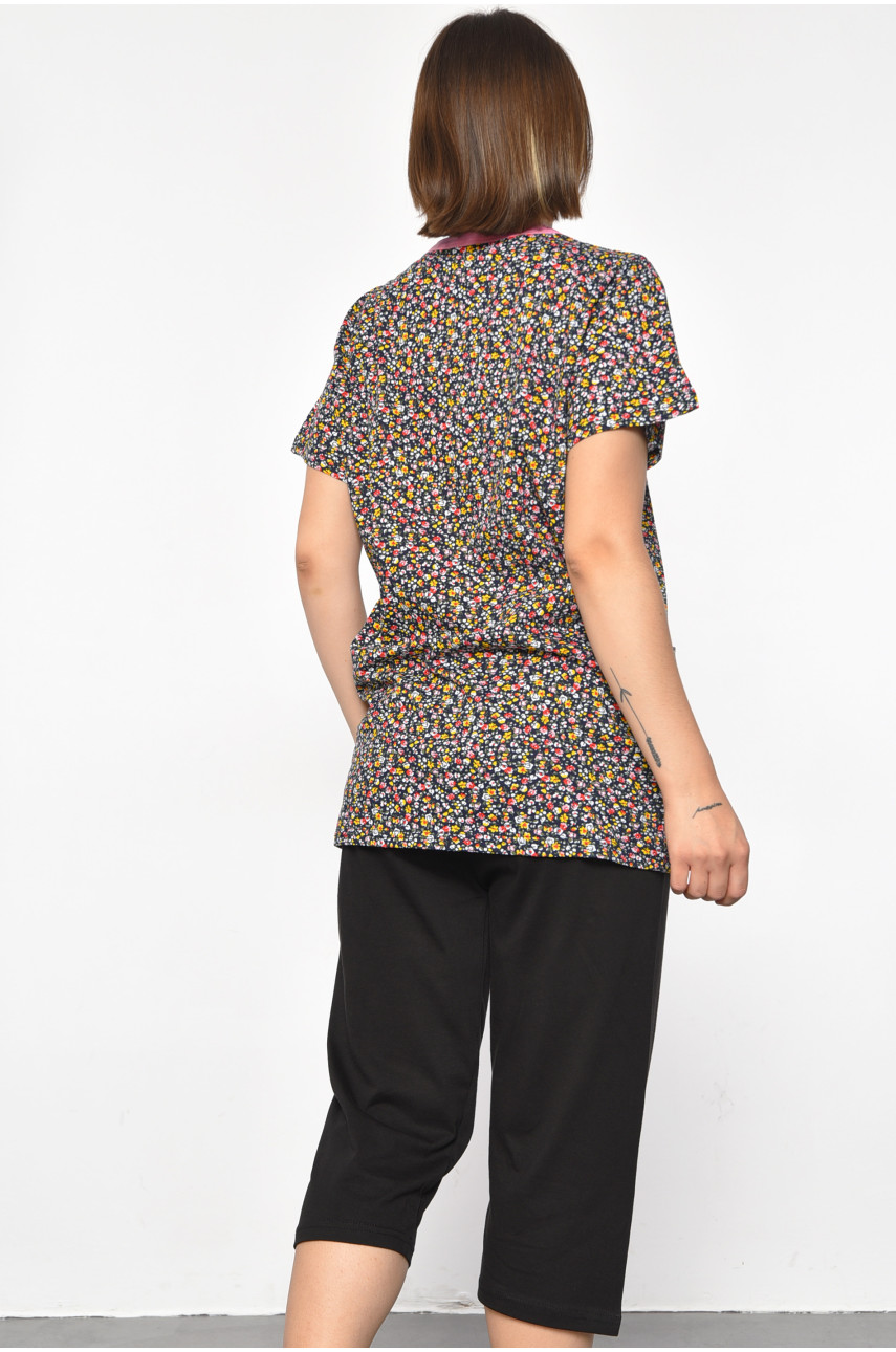 Костюм домашний женский полубатальный темно-синего цвета с принтом 695 185728 Костюм домашний женский полубатальный темно-синего цвета с принтом 695 185728