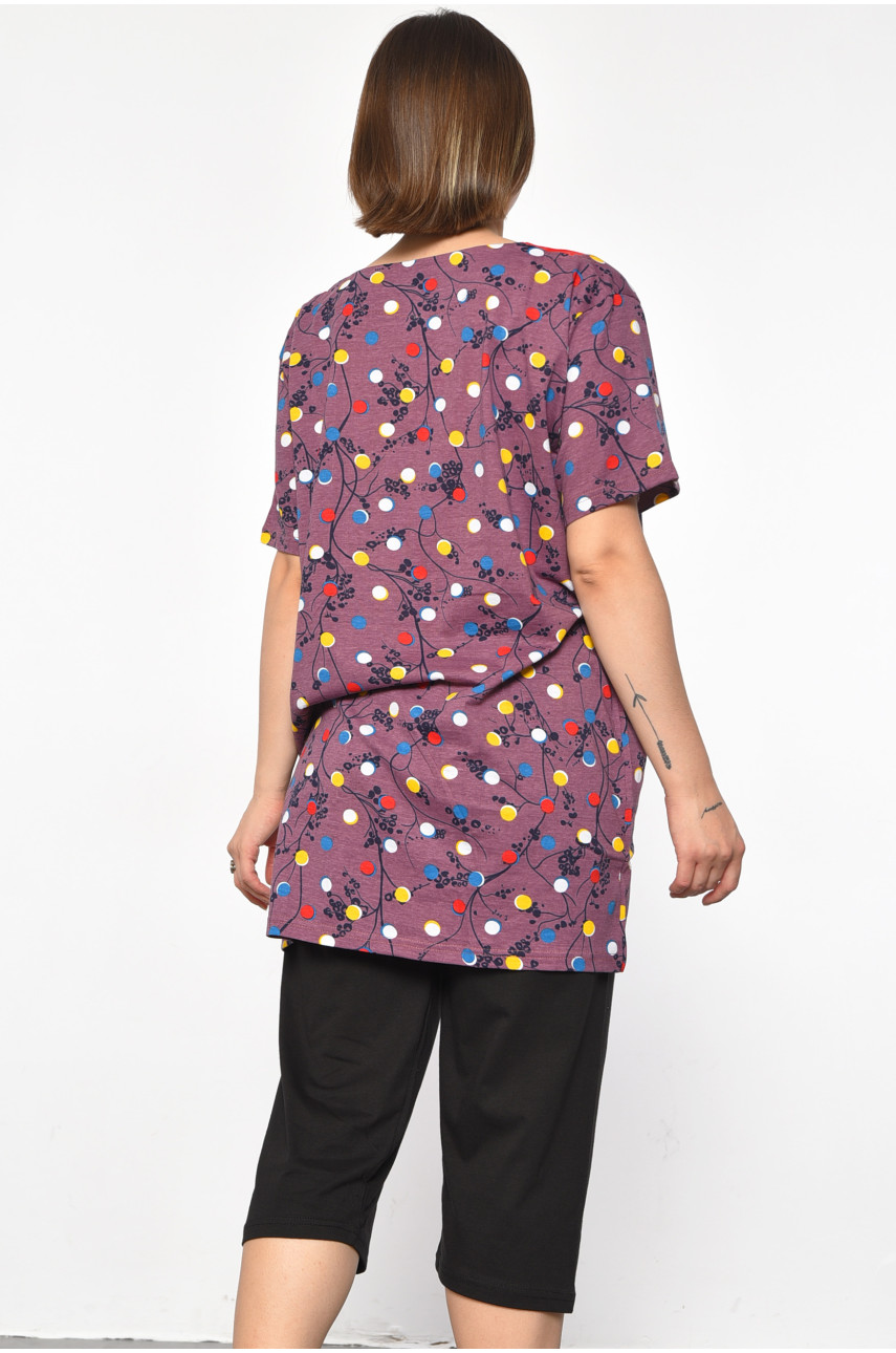 Костюм домашній жіночий напівбатальний фіолетового кольору з принтом 685 185735