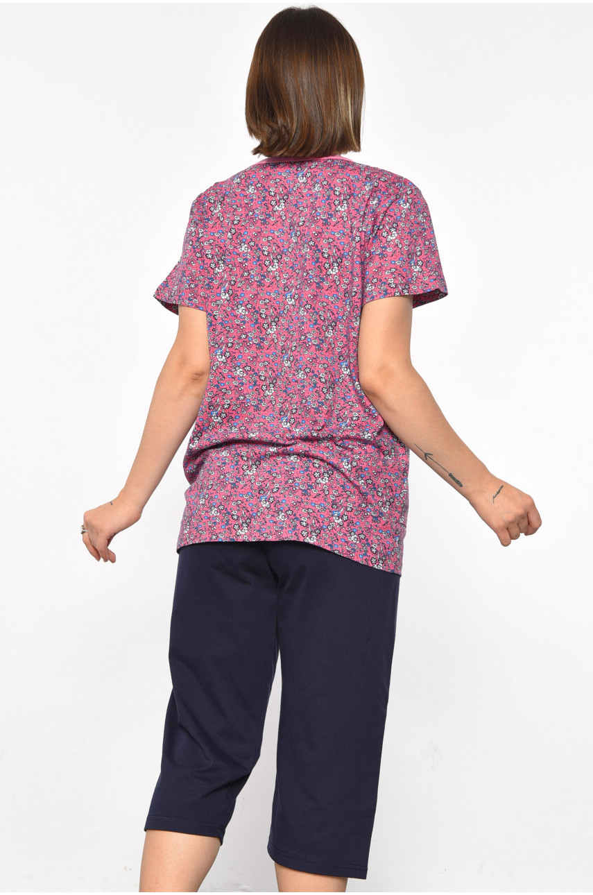 Костюм домашний женский полубатальный розового цвета с принтом 691 185738 Костюм домашний женский полубатальный розового цвета с принтом 691 185738