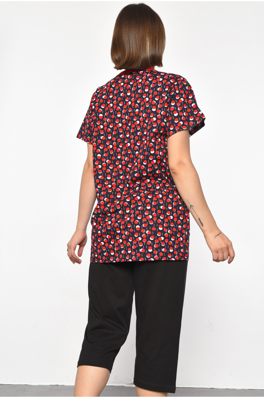 Костюм домашний женский полубатальный темно-синего цвета с принтом 691 185740 Костюм домашний женский полубатальный темно-синего цвета с принтом 691 185740