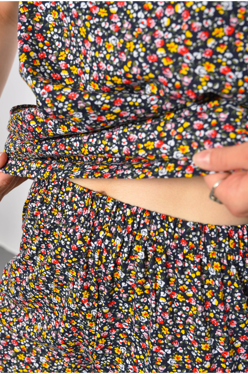 Костюм домашний женский полубатальный темно-синего цвета с принтом 693 185751 Костюм домашний женский полубатальный темно-синего цвета с принтом 693 185751