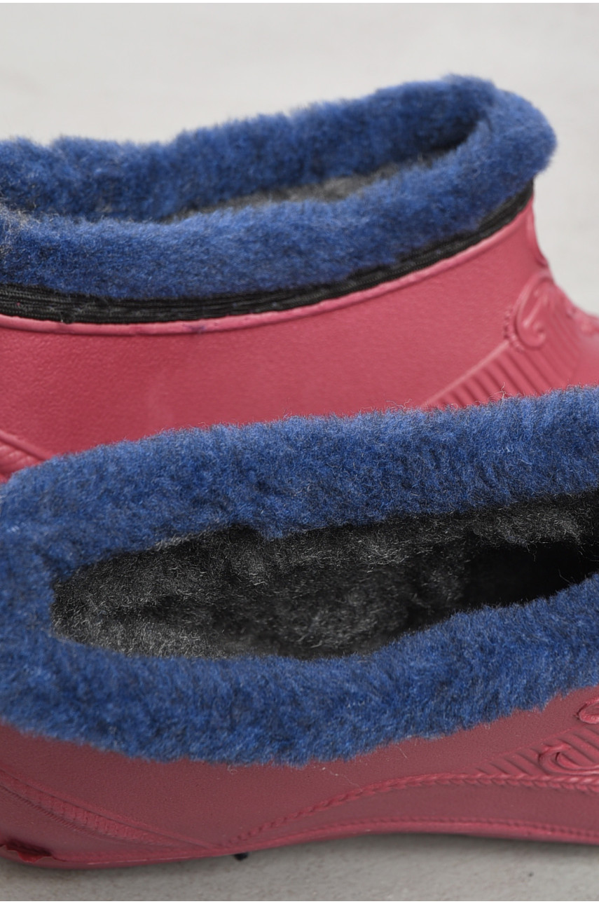 Галоши женские на меху бордового цвета квітка 185754