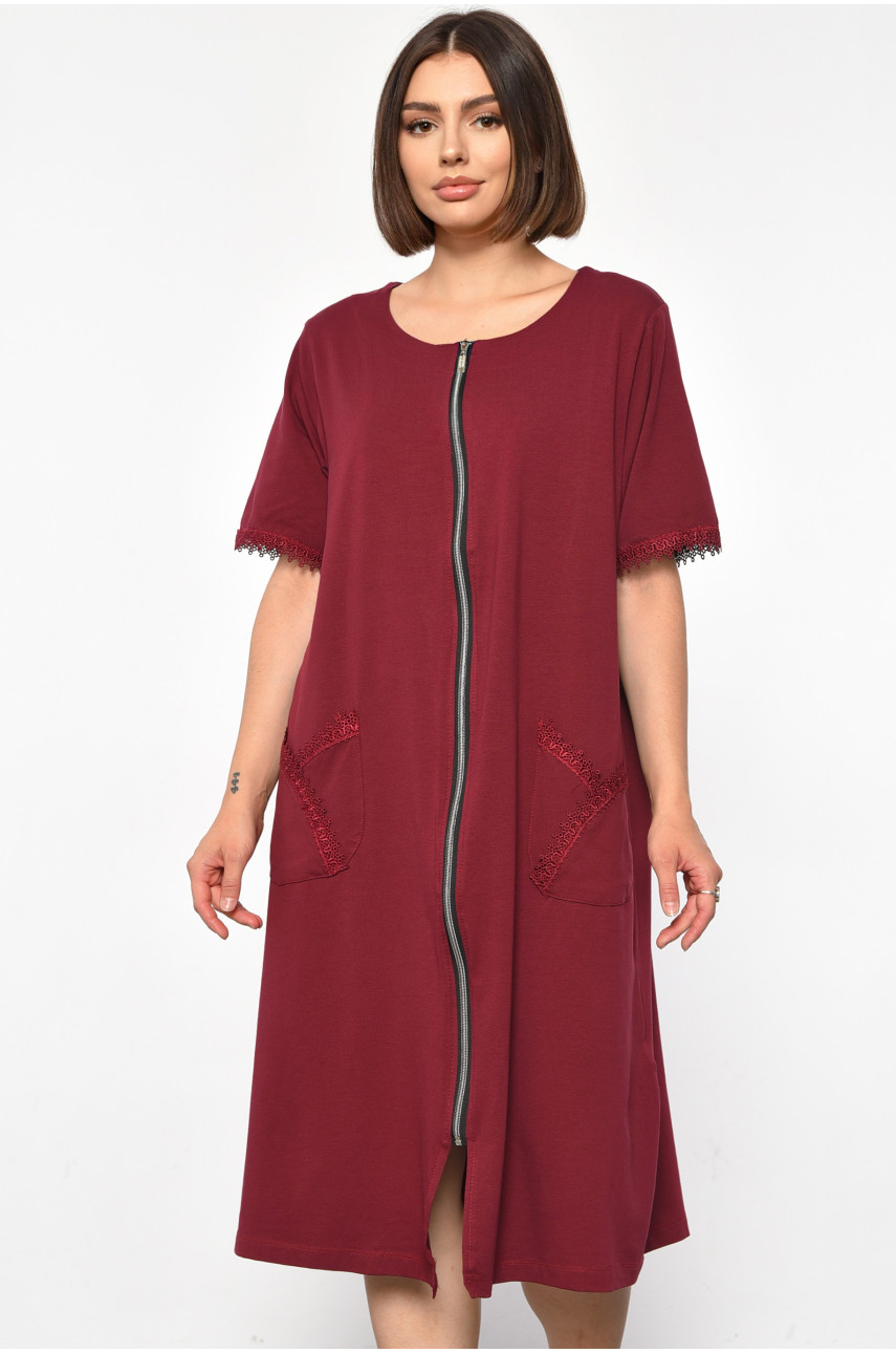 Халат женский батальный с принтом бордового цвета 31147 185796