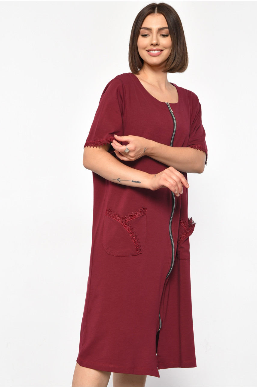 Халат женский батальный с принтом бордового цвета 31147 185796