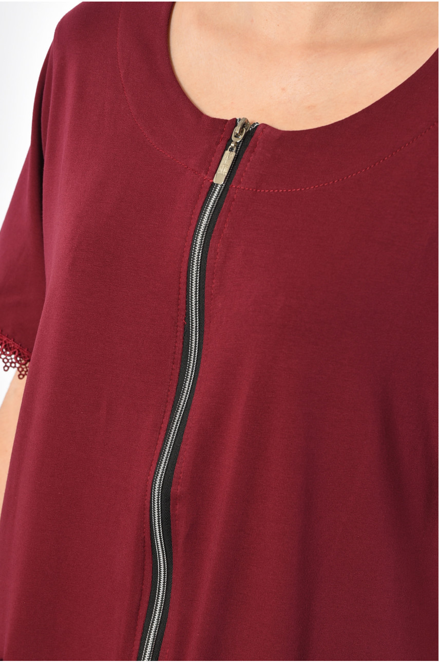 Халат женский батальный с принтом бордового цвета 31147 185796