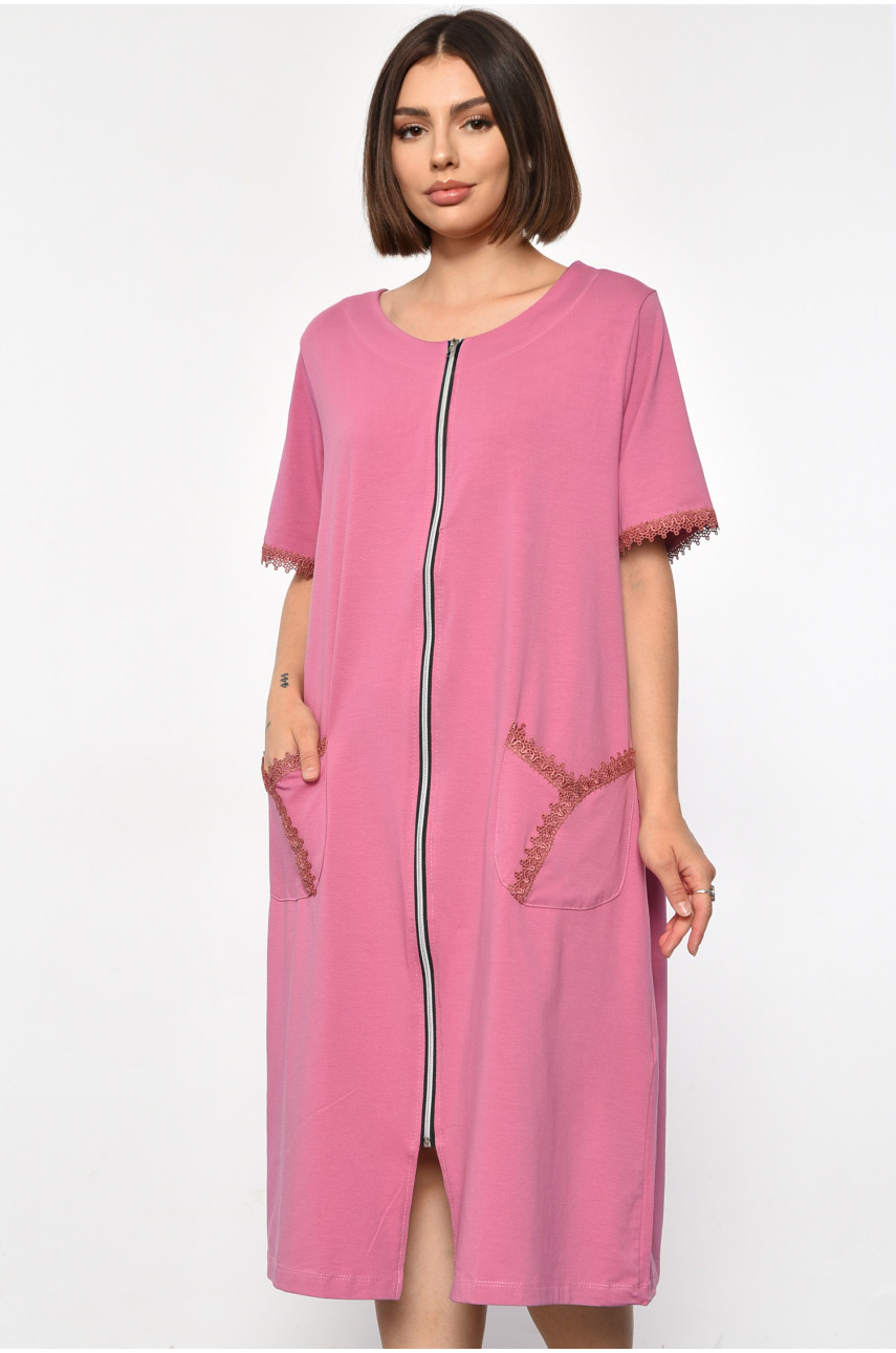 Халат женский батальный с принтом розового цвета 31147 185799