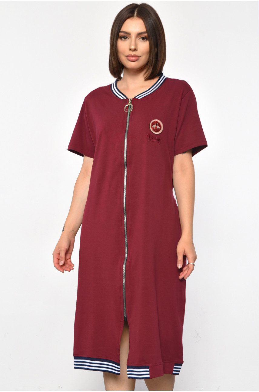 Халат женский батальный с принтом бордового цвета 31137 185801