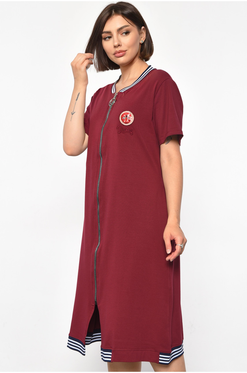 Халат женский батальный с принтом бордового цвета 31137 185801