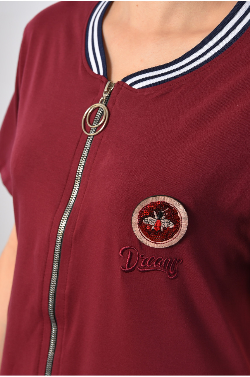 Халат женский батальный с принтом бордового цвета 31137 185801