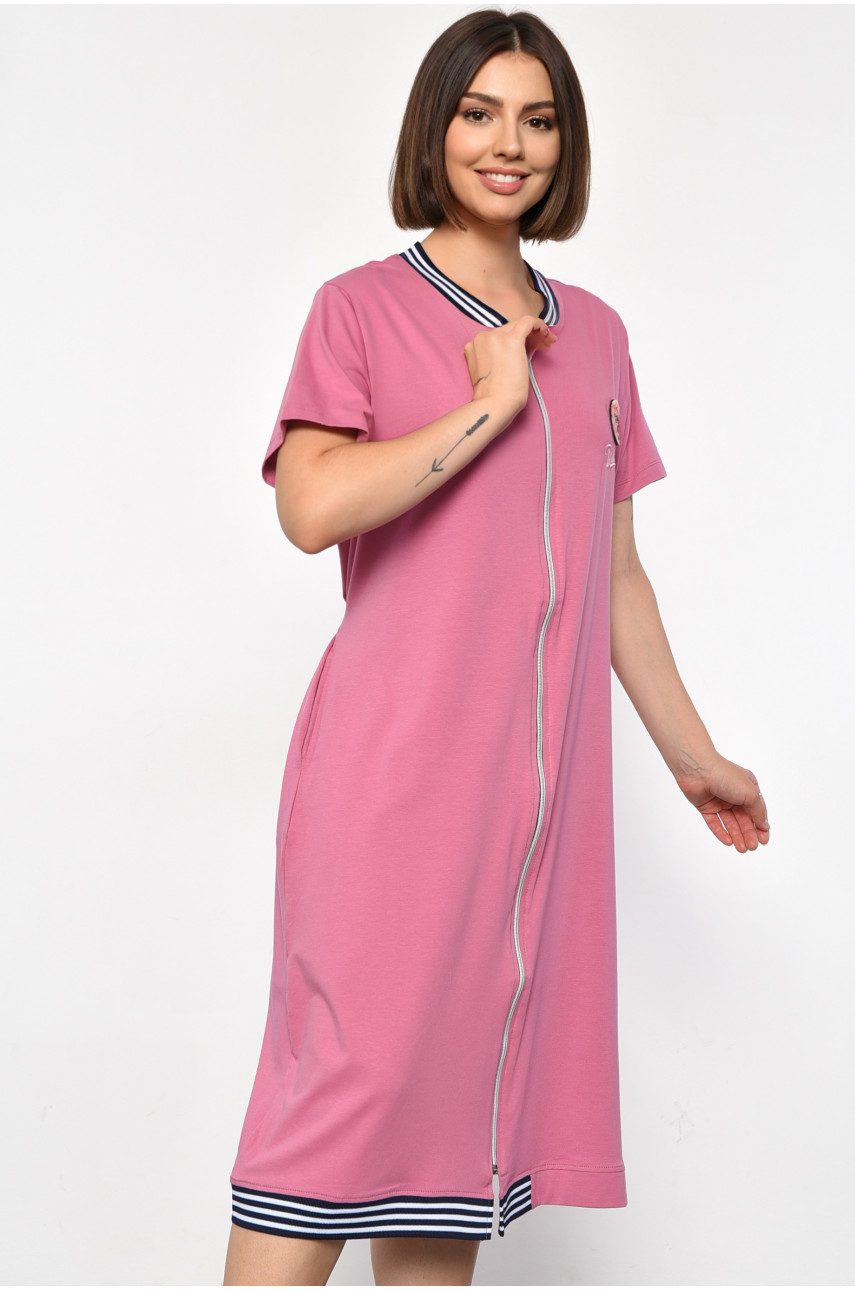 Халат женский батальный с принтом розового цвета 31137 185807