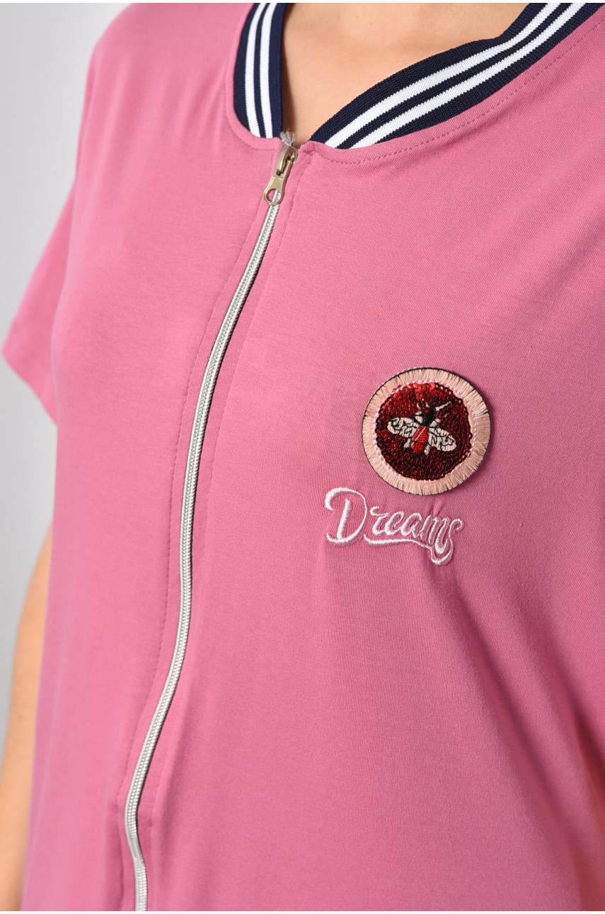 Халат женский батальный с принтом розового цвета 31137 185807 Халат женский батальный с принтом розового цвета 31137 185807