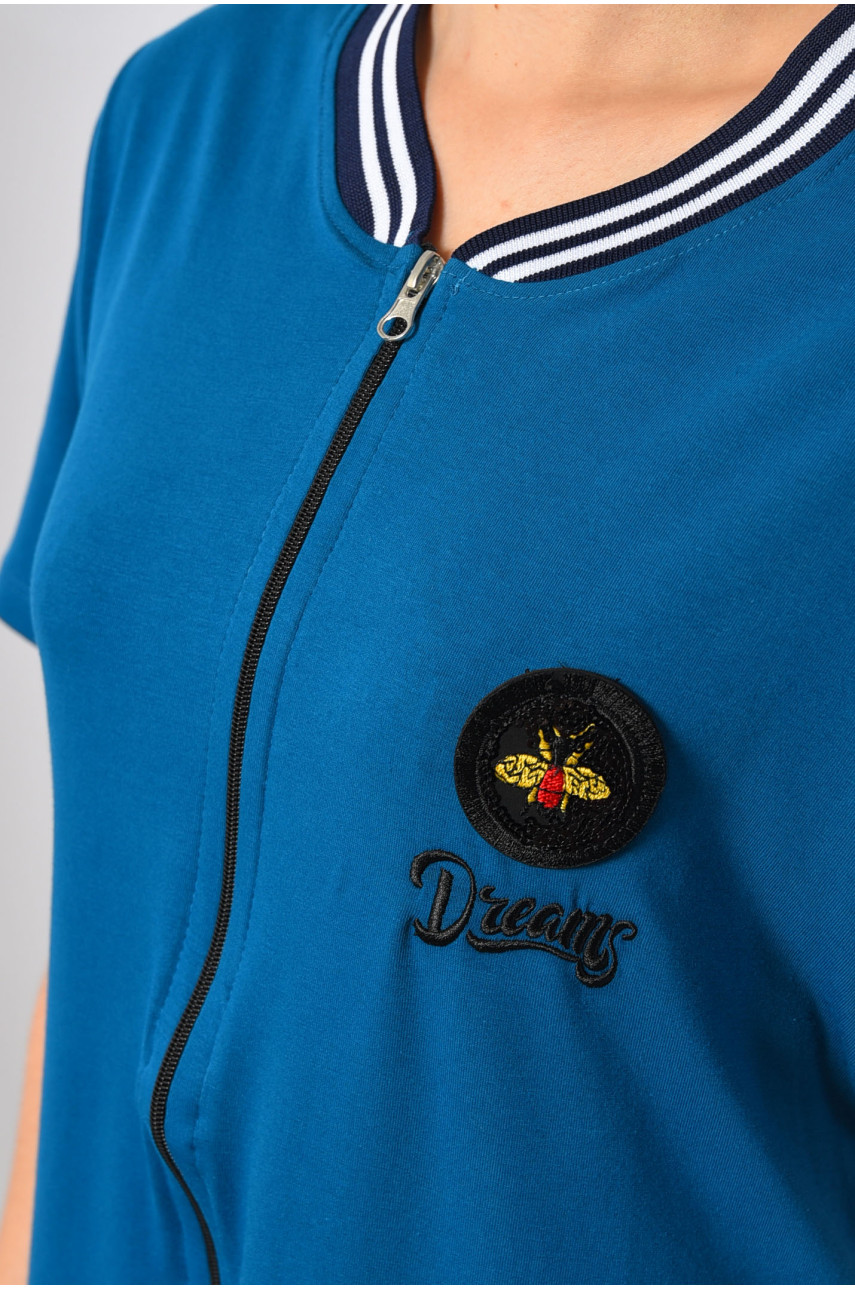 Халат жіночий батальний з принтом смарагдового кольору 31137 185809 Халат жіночий батальний з принтом смарагдового кольору 31137 185809