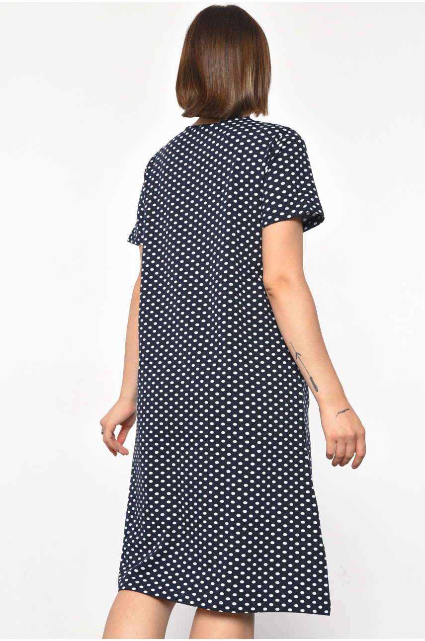 Халат жіночий напівбатальний з принтом темно-синього кольору 3325 185817 Халат жіночий напівбатальний з принтом темно-синього кольору 3325 185817