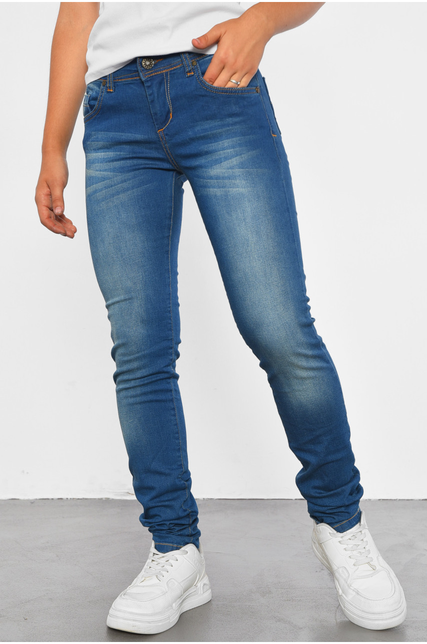 Джинсы женские синего цвета 185828 Джинсы женские синего цвета 185828