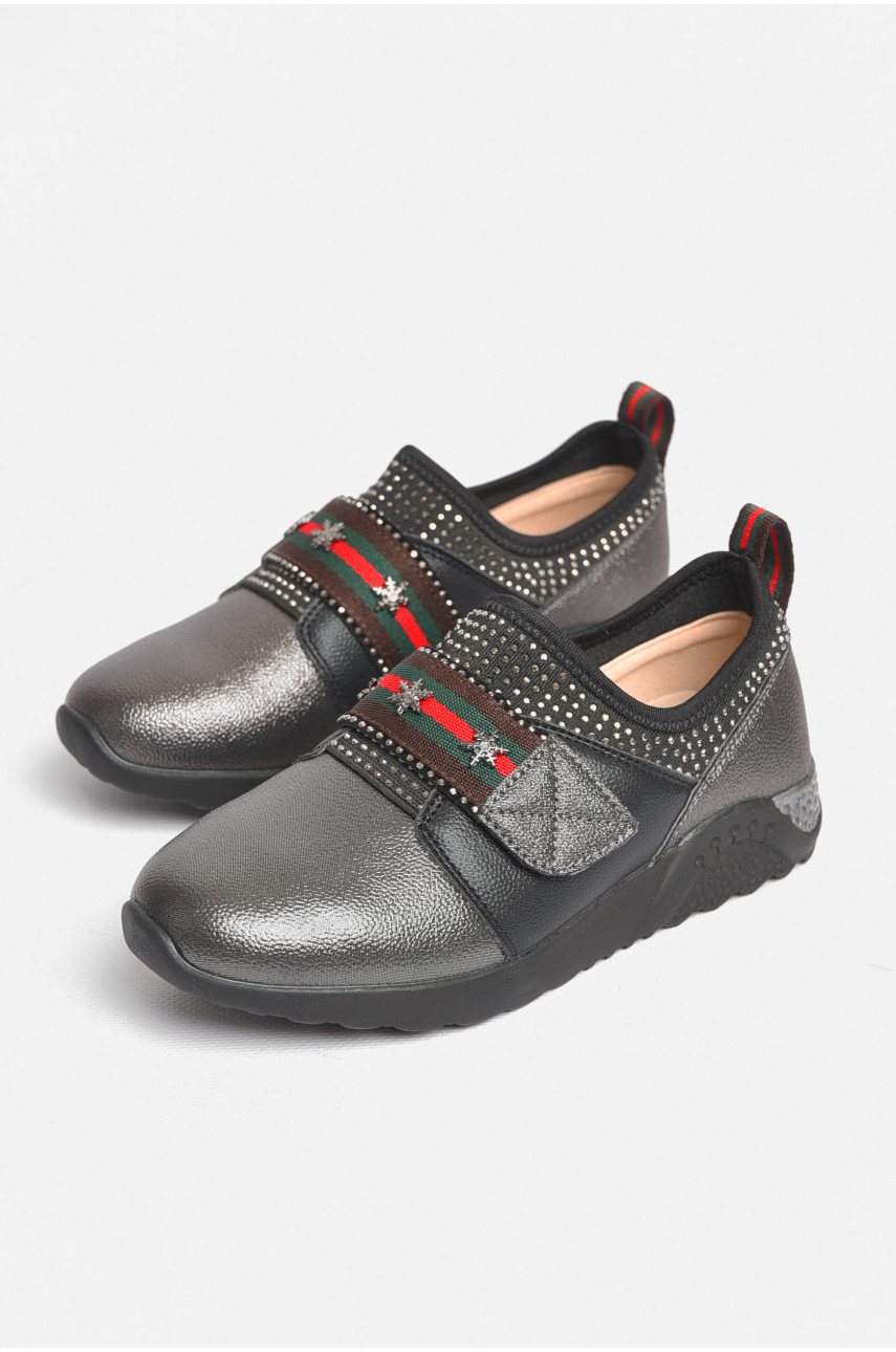 Туфли  для девочки серо-черного цвета L-R0976-4 185899